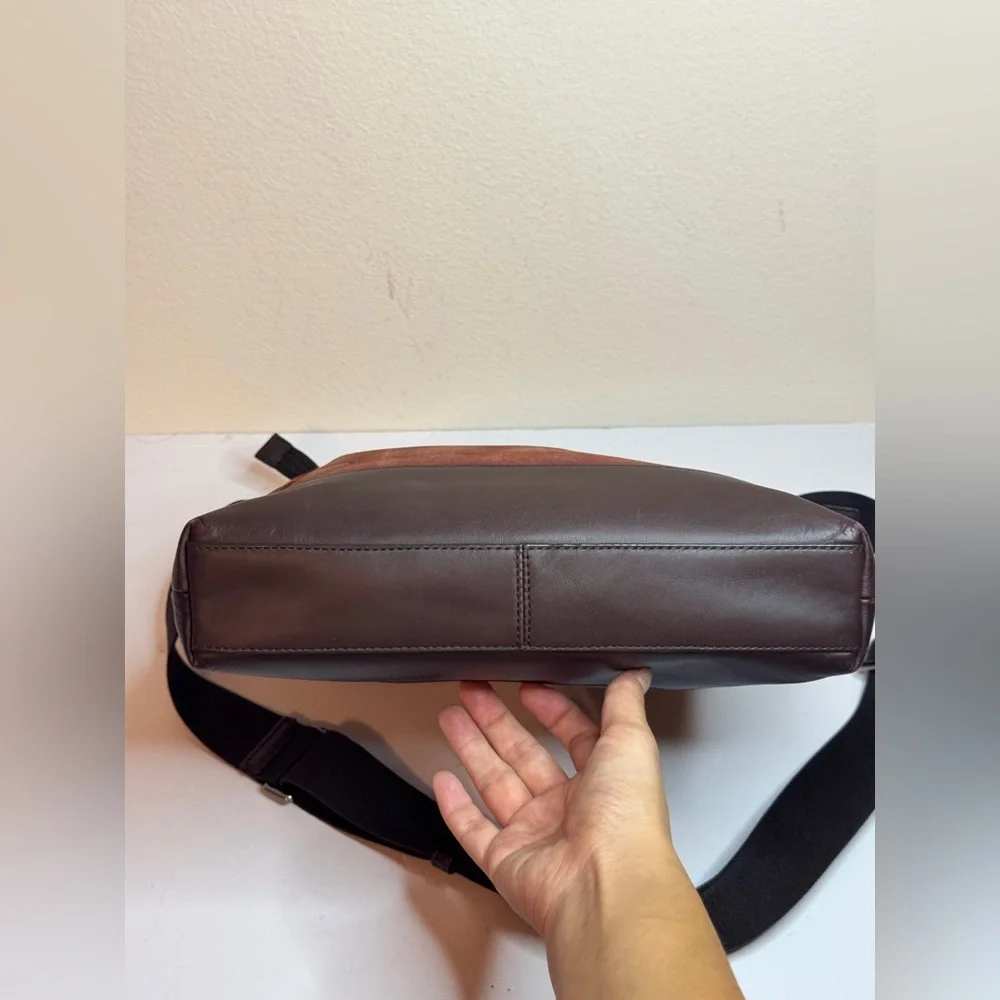 Coach Camden Leather Tech Crossbody Bag in Rust Brown